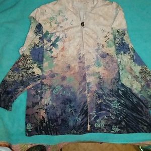 Vintage jacket size S zip up teal purple blouse jacket